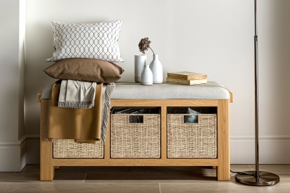 Normandy Chunky Country Oak Storage Bench Normandy Chunky Country Oak Storage Bench