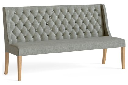 Normandy Chunky Country Oak Button Back Dining Sofa Bench in Grey Normandy Chunky Country Oak Button Back Dining Sofa Bench in Grey