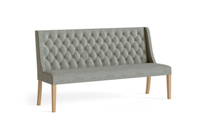 Normandy Chunky Country Oak Button Back Dining Sofa Bench in Grey Normandy Chunky Country Oak Button Back Dining Sofa Bench in Grey
