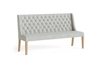 Normandy Chunky Country Oak Button Back Dining Sofa Bench in Beige Normandy Chunky Country Oak Button Back Dining Sofa Bench in Beige