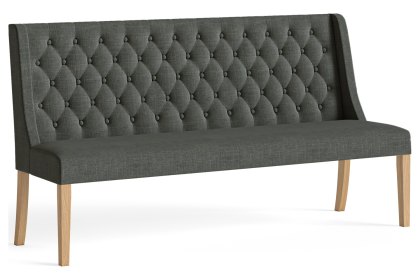 Normandy Chunky Country Oak Button Back Dining Sofa Bench in Charcoal Normandy Chunky Country Oak Button Back Dining Sofa Bench in Charcoal