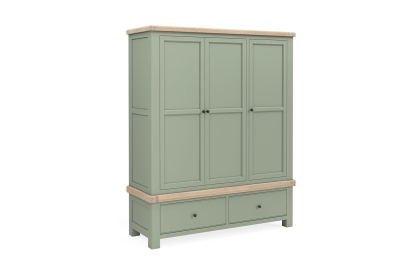 Salcombe Painted Oak Sage Green Triple Wardrobe Salcombe Painted Oak Sage Green Triple Wardrobe