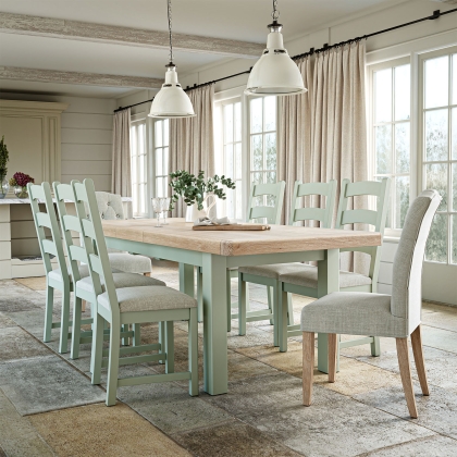 Salcombe Painted Oak Sage Green Large Extending Dining Table Salcombe Painted Oak Sage Green Large Extending Dining Table