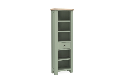 Salcombe Painted Oak Sage Green Slim Bookcase Salcombe Painted Oak Sage Green Slim Bookcase