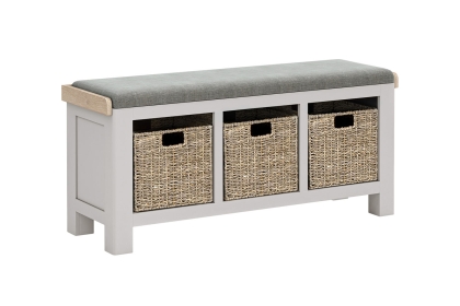 Salcombe Painted Oak Stone Grey Storage Bench Salcombe Painted Oak Stone Grey Storage Bench