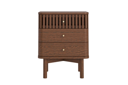 Soho Brown Oak Slatted 3 Drawer Bedside Table Soho Brown Oak Slatted 3 Drawer Bedside Table