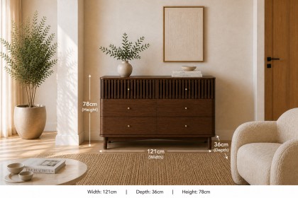 Soho Brown Oak Slatted 6 Drawer Chest of Drawers Soho Brown Oak Slatted 6 Drawer Chest of Drawers