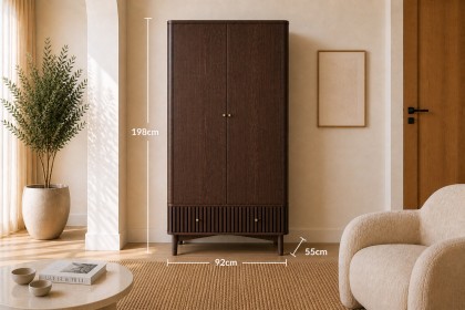 Soho Brown Oak Slatted Gents Wardrobe Soho Brown Oak Slatted Gents Wardrobe