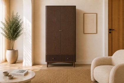 Soho Brown Oak Slatted Gents Wardrobe Soho Brown Oak Slatted Gents Wardrobe