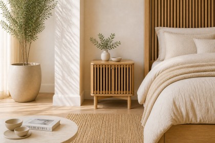 Soho Natural Oak Slatted Bedside Table Soho Natural Oak Slatted Bedside Table