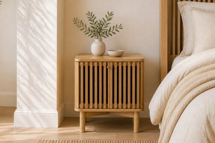 Soho Natural Oak Slatted Bedside Table Soho Natural Oak Slatted Bedside Table