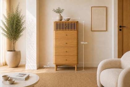 Soho Natural Oak Slatted Tallboy Chest of Drawers Soho Natural Oak Slatted Tallboy Chest of Drawers