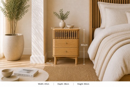 Soho Natural Oak Slatted 3 Drawer Bedside Table Soho Natural Oak Slatted 3 Drawer Bedside Table