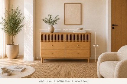 Soho Natural Oak Slatted 6 Drawer Chest of Drawers Soho Natural Oak Slatted 6 Drawer Chest of Drawers