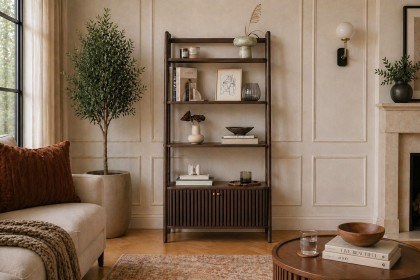 Soho Brown Oak Slatted Display Bookcase Soho Brown Oak Slatted Display Bookcase