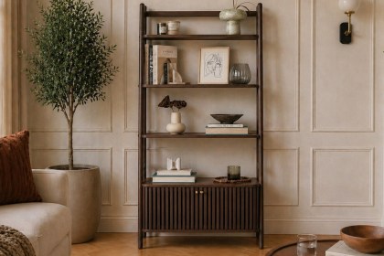 Soho Brown Oak Slatted Display Bookcase Soho Brown Oak Slatted Display Bookcase