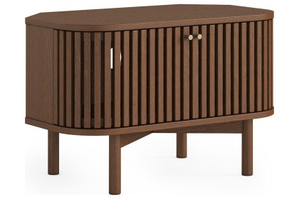 Soho Brown Oak Slatted Corner TV Unit Soho Brown Oak Slatted Corner TV Unit