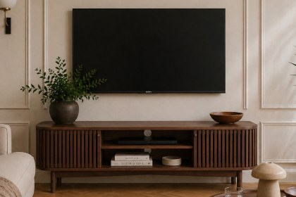Soho Brown Oak Slatted Large TV Unit Soho Brown Oak Slatted Large TV Unit
