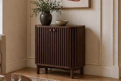 Soho Brown Oak Slatted Cupboard Soho Brown Oak Slatted Cupboard