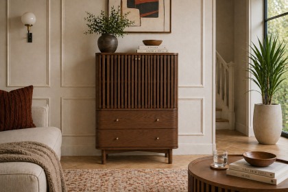 Soho Brown Oak Slatted Shoe Cabinet Soho Brown Oak Slatted Shoe Cabinet