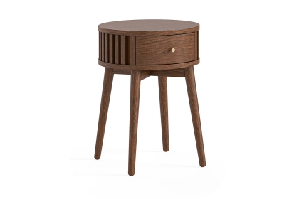 Soho Brown Oak Slatted Round Side Table Soho Brown Oak Slatted Round Side Table