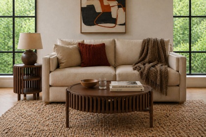 Soho Brown Oak Slatted Story Coffee Table Soho Brown Oak Slatted Story Coffee Table
