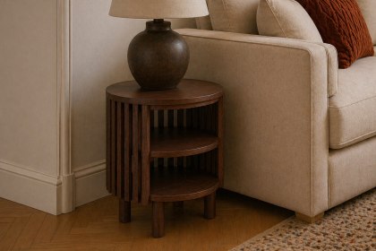 Soho Brown Oak Slatted Open Side Table Soho Brown Oak Slatted Open Side Table