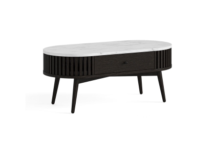 Soho Black Oak Slatted Oval Coffee Table with Marble Top Soho Black Oak Slatted Oval Coffee Table with Marble Top