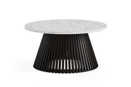 Soho Black Oak Slatted Round Coffee Table with Marble Top Soho Black Oak Slatted Round Coffee Table with Marble Top