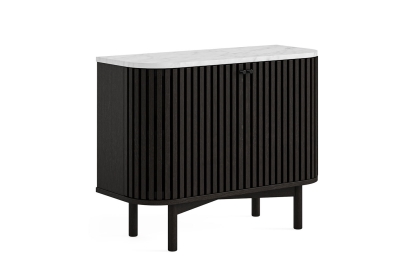 Soho Black Oak Slatted Small Sideboard with Marble Top Soho Black Oak Slatted Small Sideboard with Marble Top