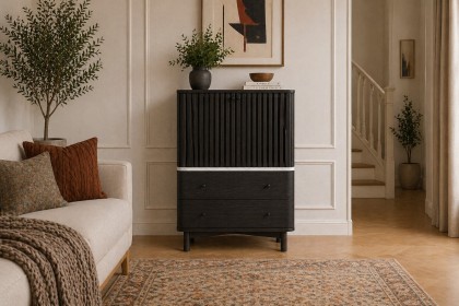 Soho Black Oak Slatted Shoe Cupboard with Marble Top Soho Black Oak Slatted Shoe Cupboard with Marble Top
