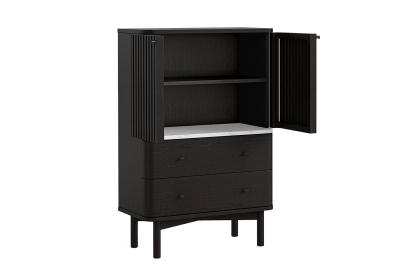 Soho Black Oak Slatted Shoe Cupboard with Marble Top Soho Black Oak Slatted Shoe Cupboard with Marble Top