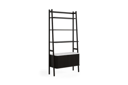 Soho Black Oak Slatted Bookcase with Marble Top Soho Black Oak Slatted Bookcase with Marble Top
