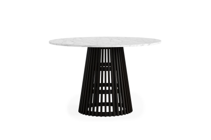 Soho Black Oak Slatted Round Dining Table with Marble Top Soho Black Oak Slatted Round Dining Table with Marble Top