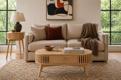 Soho Natural Oak Slatted Oval Coffee Table Soho Natural Oak Slatted Oval Coffee Table
