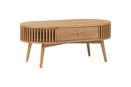 Soho Natural Oak Slatted Oval Coffee Table Soho Natural Oak Slatted Oval Coffee Table