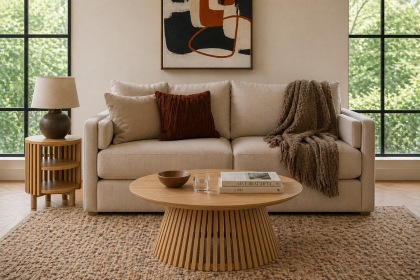 Soho Natural Oak Slatted Round Coffee Table Soho Natural Oak Slatted Round Coffee Table