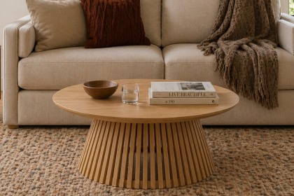 Soho Natural Oak Slatted Round Coffee Table Soho Natural Oak Slatted Round Coffee Table