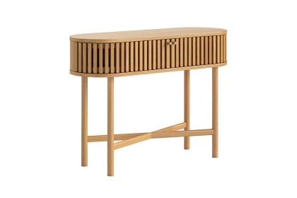 Soho Natural Oak Slatted Oval Console Table Soho Natural Oak Slatted Oval Console Table