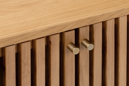 Soho Natural Oak Slatted Oval Console Table Soho Natural Oak Slatted Oval Console Table