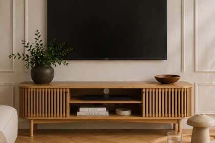 Soho Natural Oak Slatted Large TV Unit Soho Natural Oak Slatted Large TV Unit