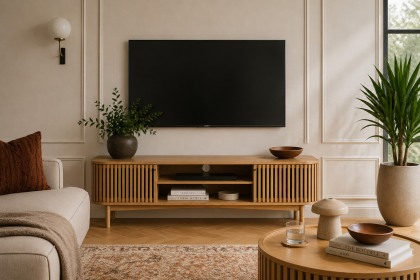 Soho Natural Oak Slatted Large TV Unit Soho Natural Oak Slatted Large TV Unit