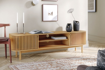 Soho Natural Oak Slatted Large TV Unit Soho Natural Oak Slatted Large TV Unit