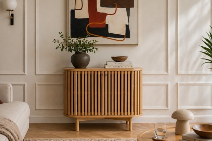Soho Natural Oak Slatted Small Sideboard Soho Natural Oak Slatted Small Sideboard