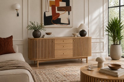Soho Natural Oak Slatted Sideboard with Drawers Soho Natural Oak Slatted Sideboard with Drawers