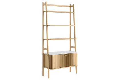 Soho Natural Oak Slatted Bookcase with Marble Top Soho Natural Oak Slatted Bookcase with Marble Top