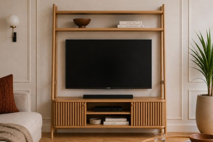 Soho Natural Oak Slatted 137cm Ladder TV Unit Soho Natural Oak Slatted 137cm Ladder TV Unit
