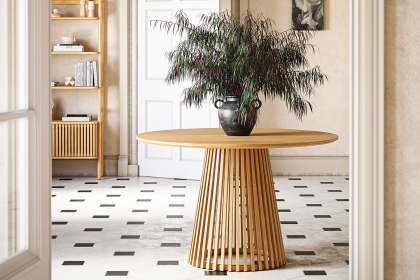 Soho Natural Oak Slatted Round Dining Table Soho Natural Oak Slatted Round Dining Table