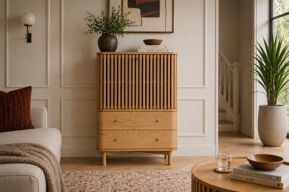 Soho Natural Oak Slatted Shoe Cabinet Soho Natural Oak Slatted Shoe Cabinet