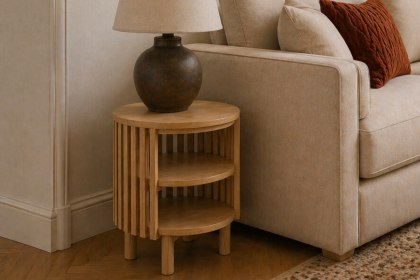 Soho Natural Oak Slatted Open Side Table Soho Natural Oak Slatted Open Side Table